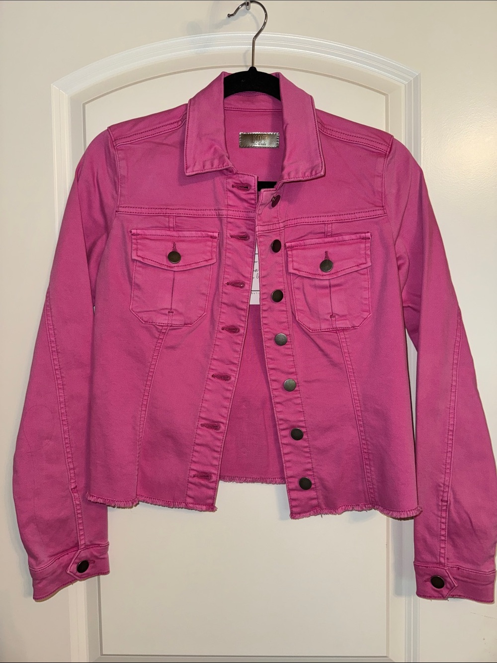 Kut from the Kloth Hot Pink Kara fray Denim Jacket